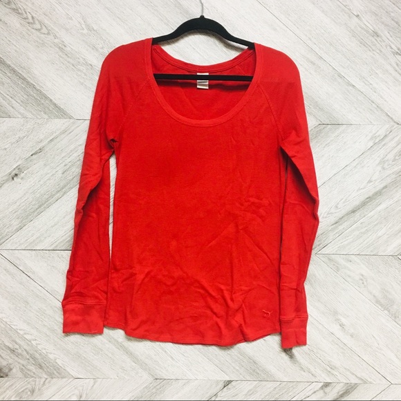 PINK Victoria's Secret Other - PINK VS | Red Waffle Long Sleeve Sleepwear Top Lg